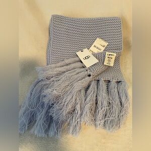 Grey lilac UGG fringe knit scarf one size brand new with tag